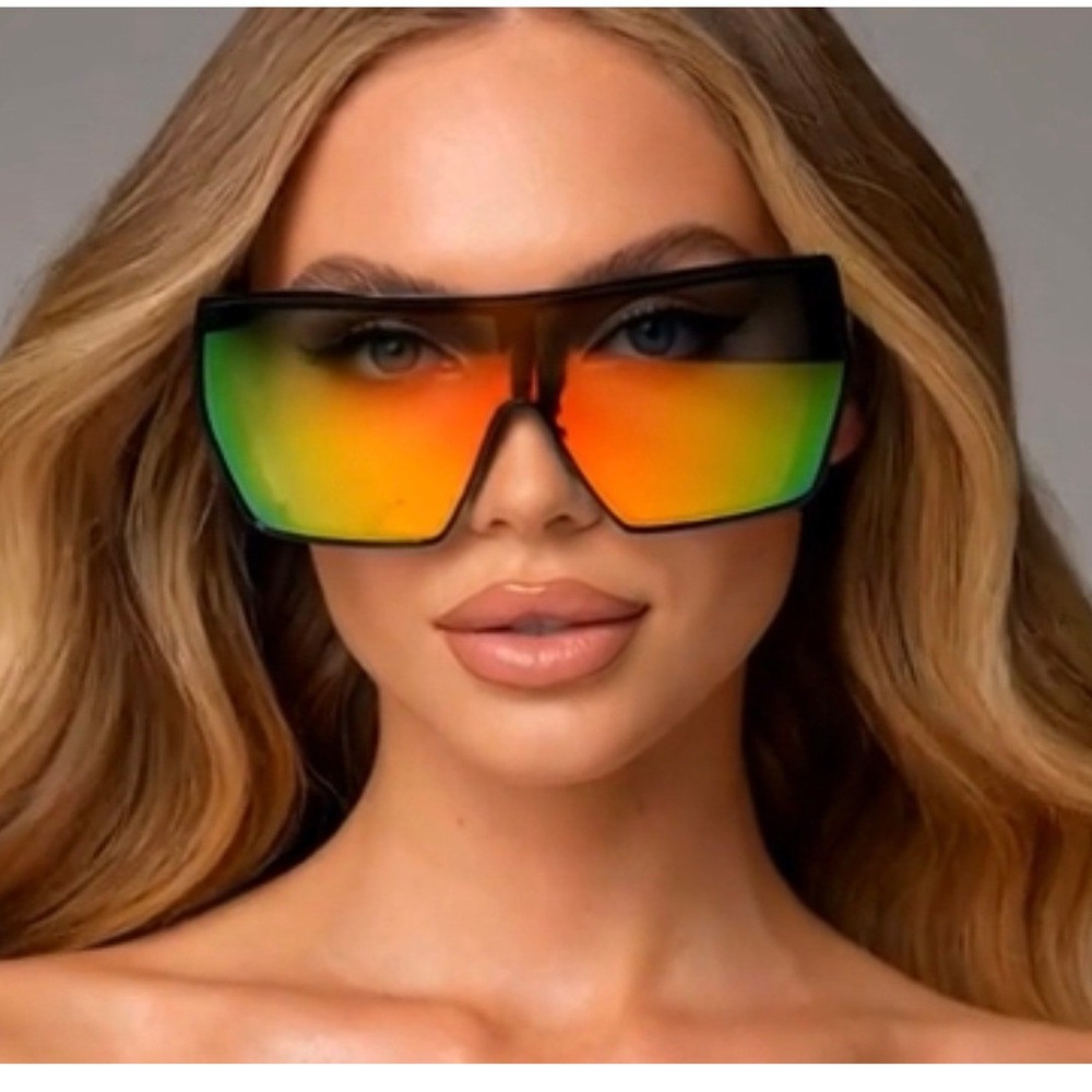 Shield Sunglasses Yellow Mirrored Lens Futuristic Visor‎ UV400 Protection Shades